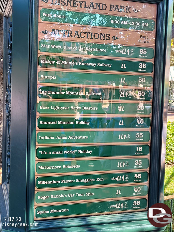 11:16am - Disneyland wait times