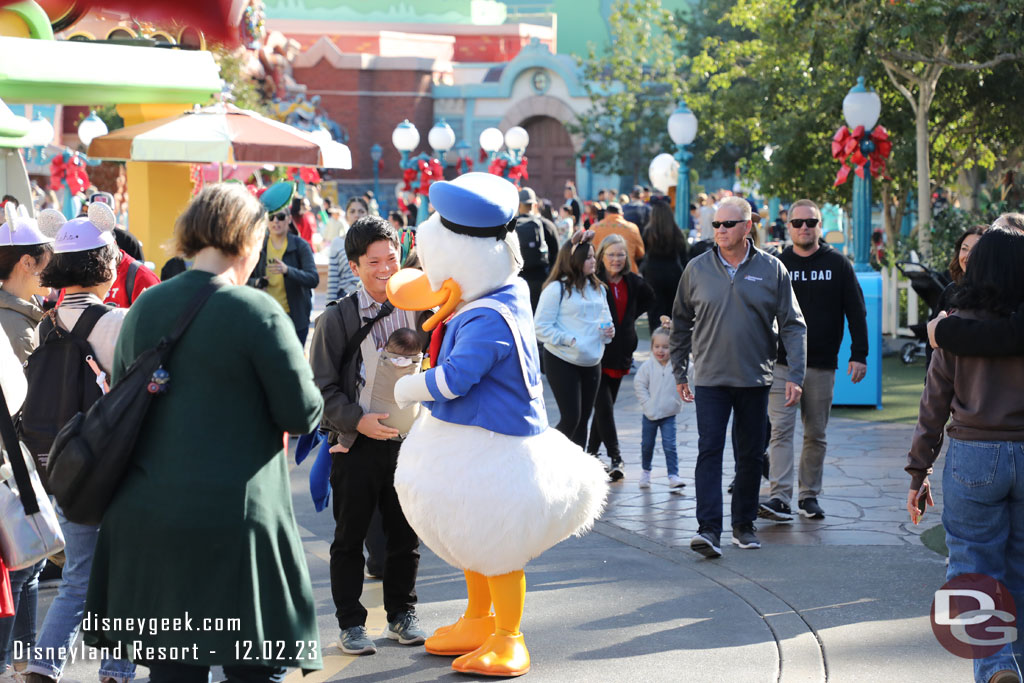 He was out greeting guests though.