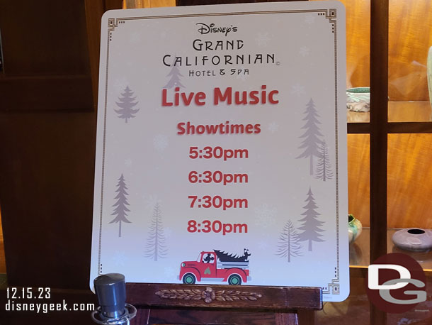 Live Music in the lobby for the holidays.