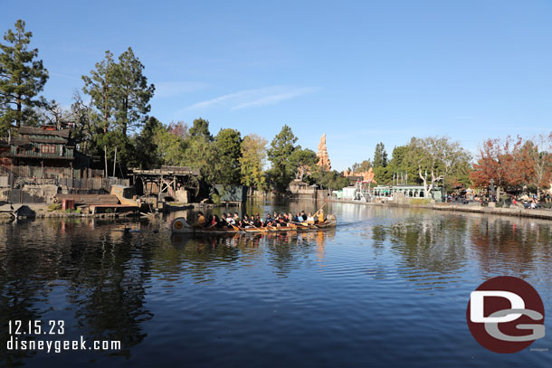 Canoes were operating and cast members were trying to convince those on shore to follow and join them for the next circle.