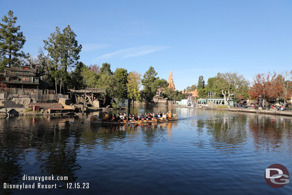 Canoes were operating and cast members were trying to convince those on shore to follow and join them for the next circle.