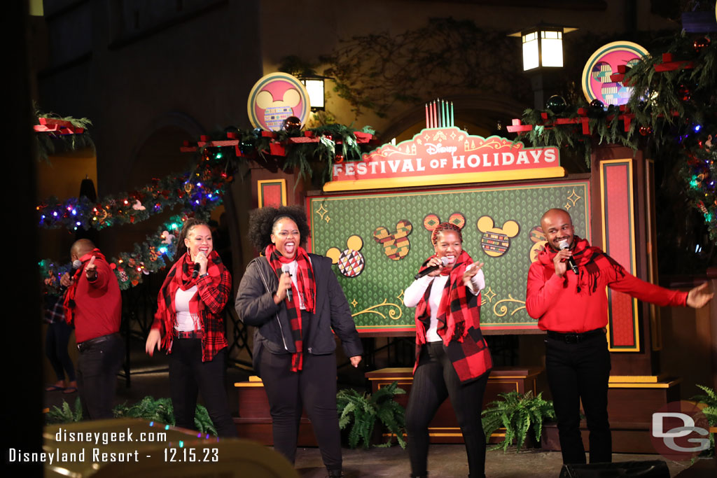 The Mistletoes performing on the Sonoma Terrace for the Disney Festival of Holidays