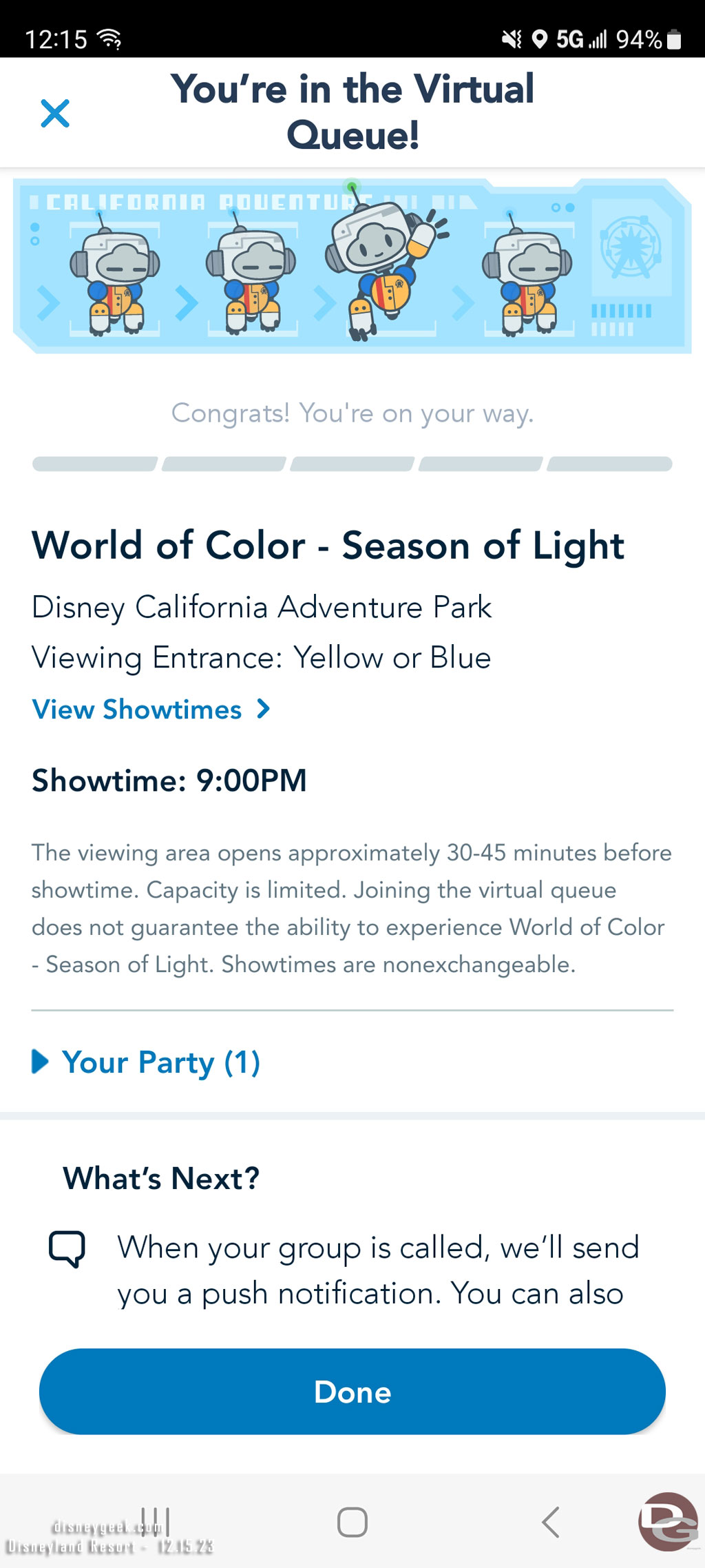 I was a little late getting to the park due to traffic.. but still managed to get a spot for the first World of Color show this evening.