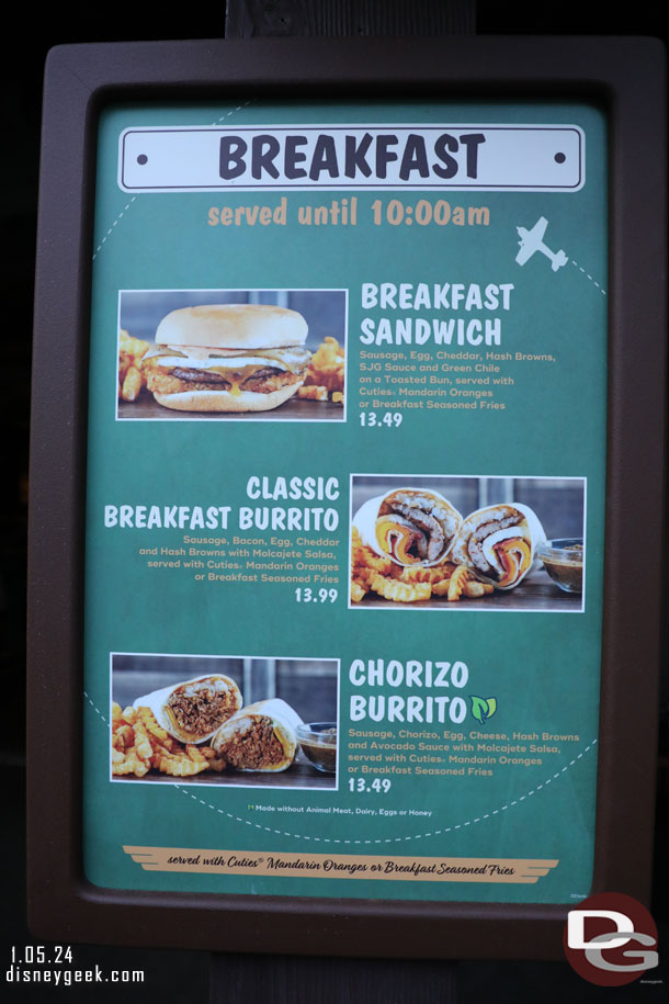 The signs out front of Smokejumpers Grill advertise their breakfast offerings all day.