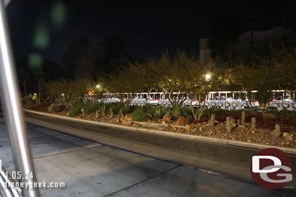 8:17pm - Onboard a tram and heading back to t he parking structure.