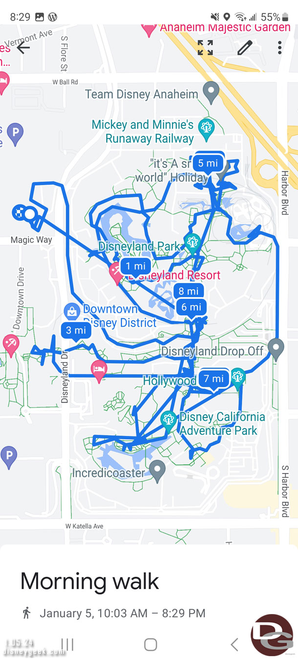 My path today at the Disneyland Resort.