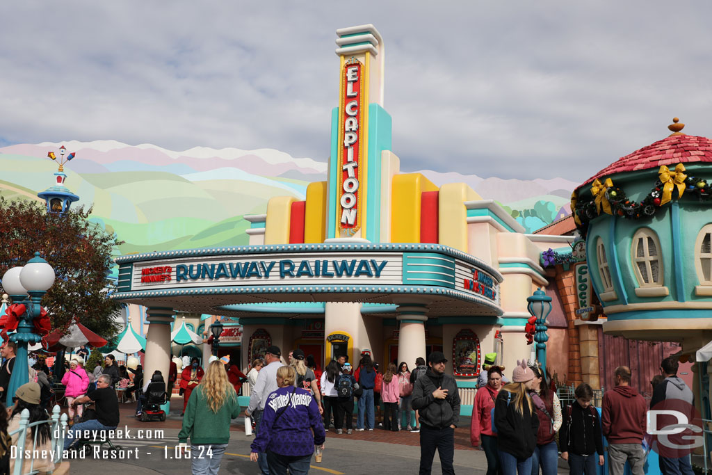 Runaway Railway was down.  The scaffolding that was up behind it is gone and no substantial changes jump out on a first look.