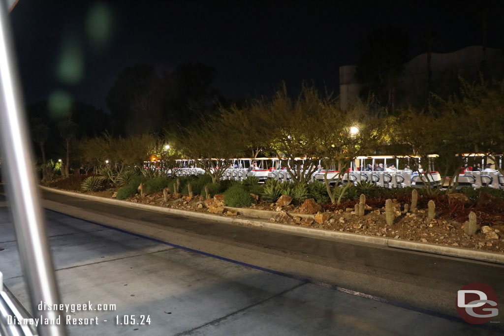 8:17pm - Onboard a tram and heading back to t he parking structure.