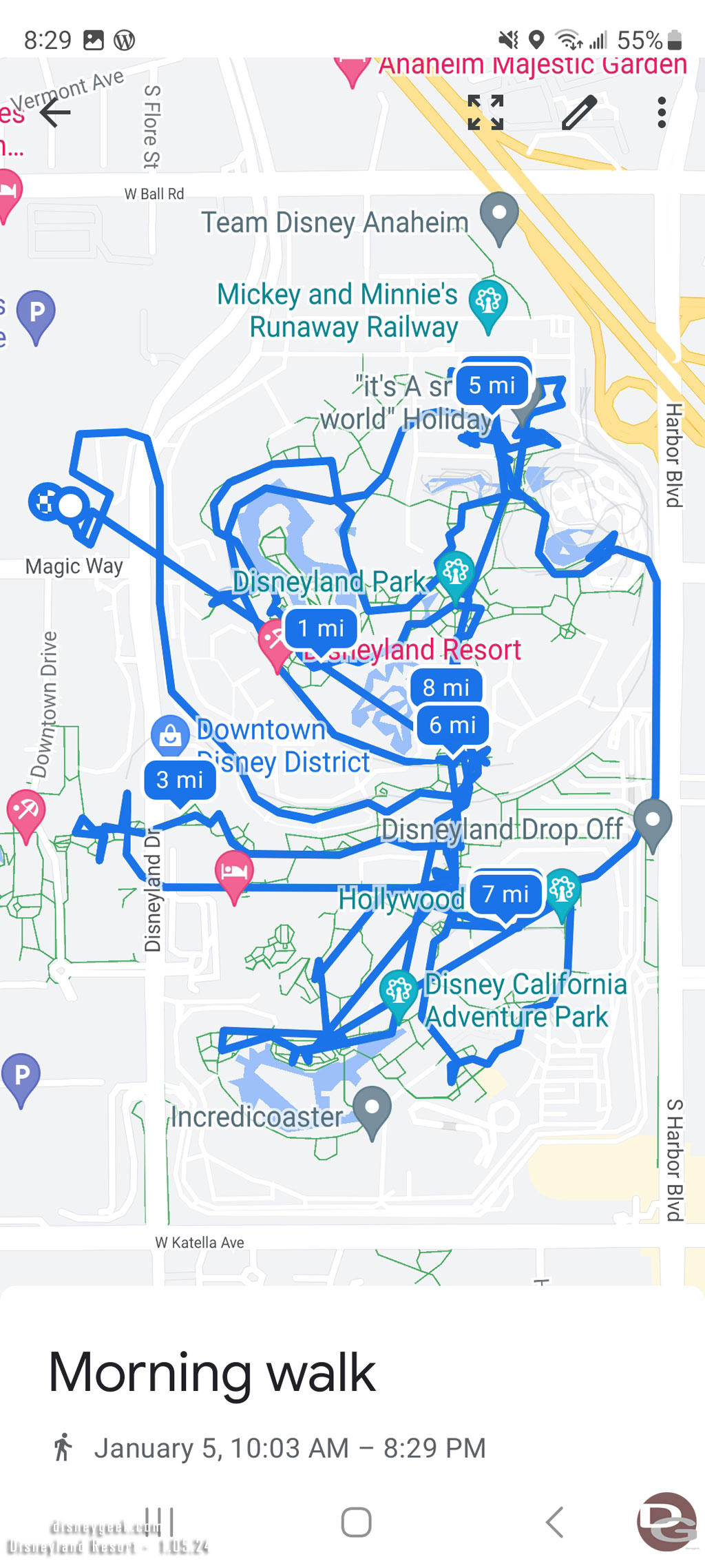 My path today at the Disneyland Resort.