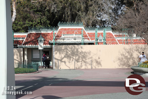 Renovation work underway on the building to the left(west) of the Disneyland entrance.