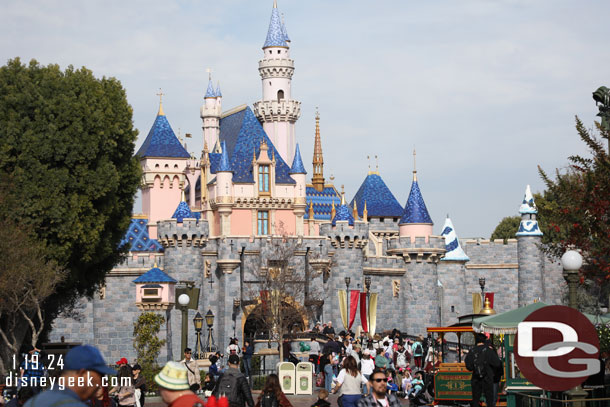 Almost all of the snow has melted on Sleeping Beauty Castle.