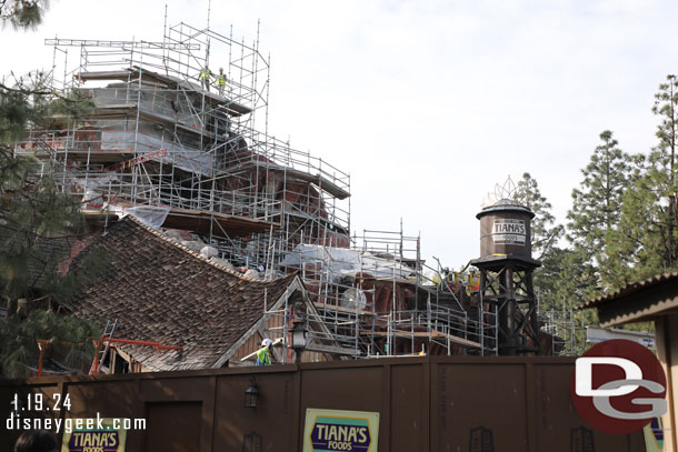 Since my last visit the water tower has been installed and concrete work done at Tiana's Bayou Adventure