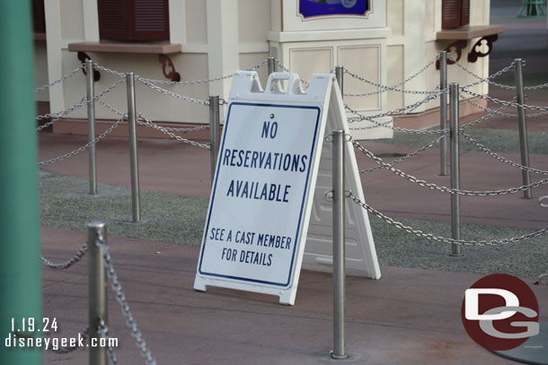 The usual sign was out at the ticket booths