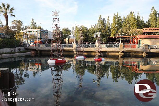 The Christmas buoys were still out.