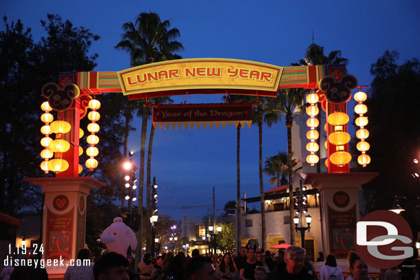 The Lunar New Year archway was lit up this evening.