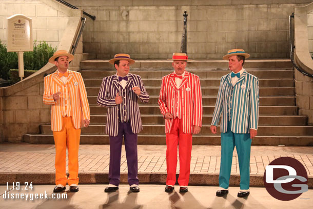 The Dapper Dans of Disneyland performing in Town Square