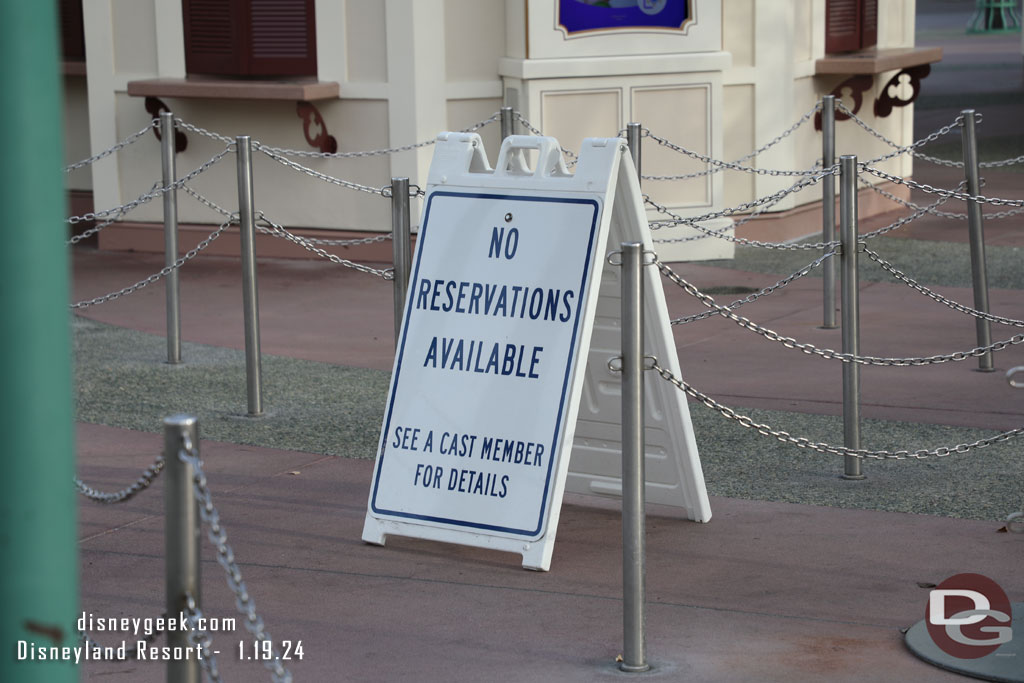 The usual sign was out at the ticket booths