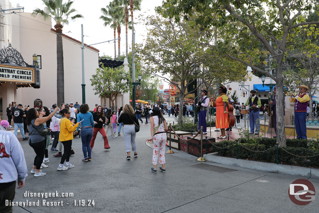 A number of guests dancing along as Five and Dime played