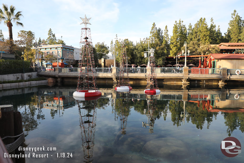 The Christmas buoys were still out.