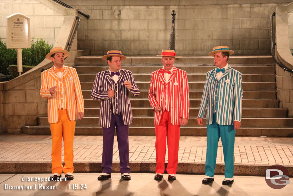 The Dapper Dans of Disneyland performing in Town Square