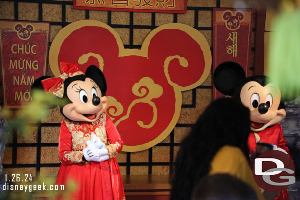 Minnie Mouse and Mickey were out greeting guests