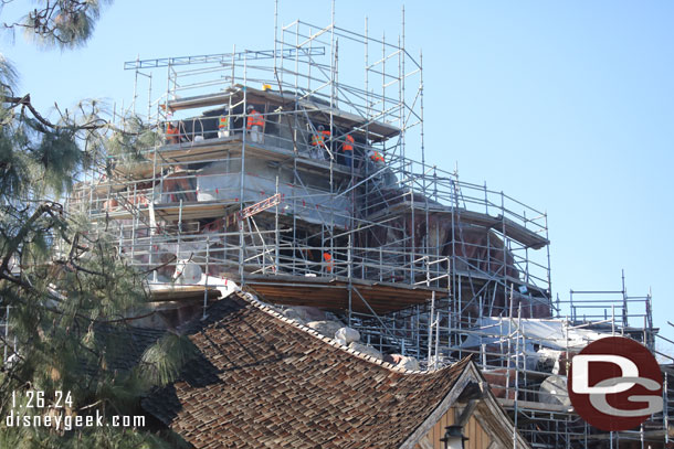 Crews were working on the peak today.