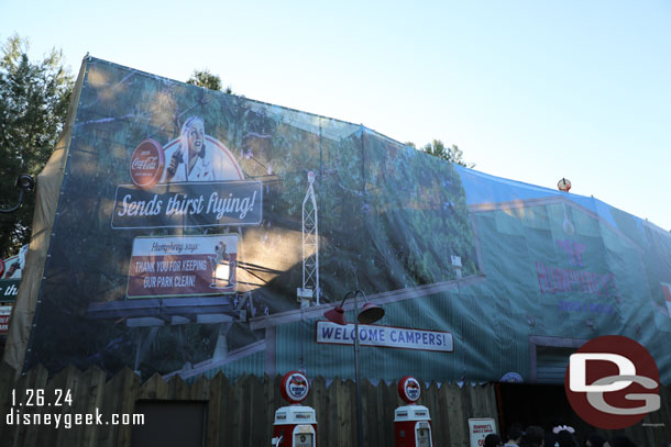 The Grizzly Recreation area renovation printed scrim (which was down last week due to the weather)