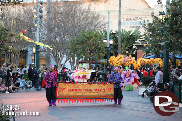 The 5:00pm Mulan's Lunar New Year Procession passing through Carthay Circle