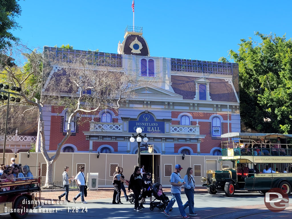 Printed scrims are up on the City Hall and Fire Dept project