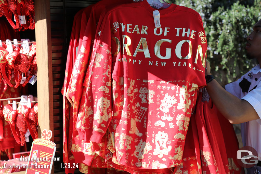 Lunar New Year merchandise at a cart along the performance corridor