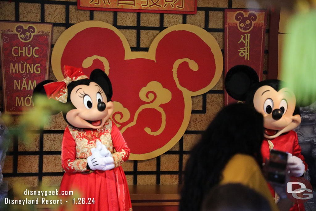 Minnie Mouse and Mickey were out greeting guests