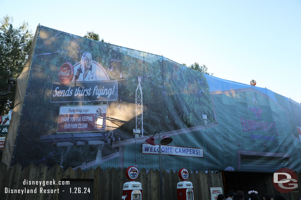 The Grizzly Recreation area renovation printed scrim (which was down last week due to the weather)