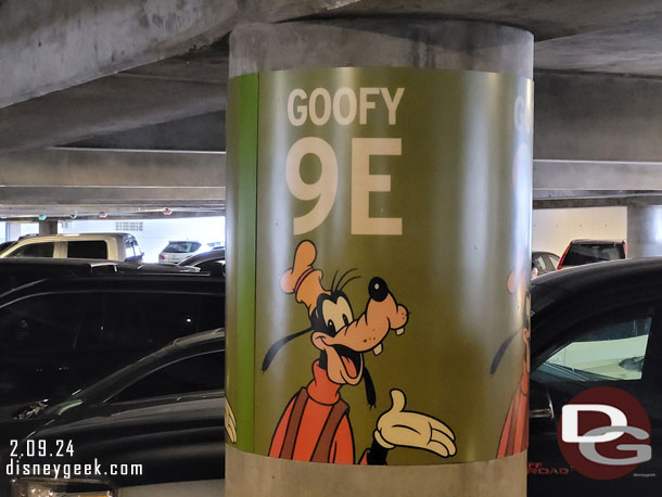 12:11pm - Parked on the Goofy Level of the Mickey and Friends parking structure