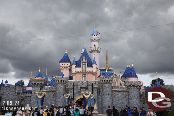 The clouds looked threatening behind Sleeping Beauty Castle