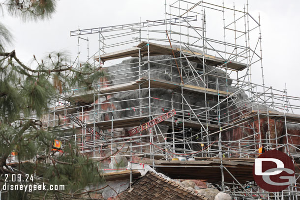 There were a few workers off to the left, closer to the Haunted Mansion side.