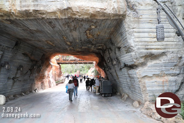 The merchandise carts have crossed into Galaxy's Edge.. they were in the covered portion which is across the line from Frontierland.  Guessing due to weather.