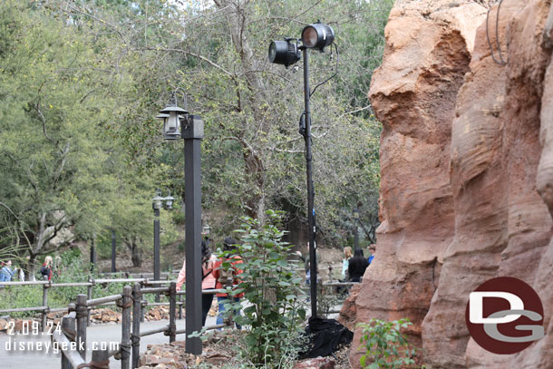 Lights up along the Big Thunder trail, looks to be for the after hours events and they do not bother to move them between events.  