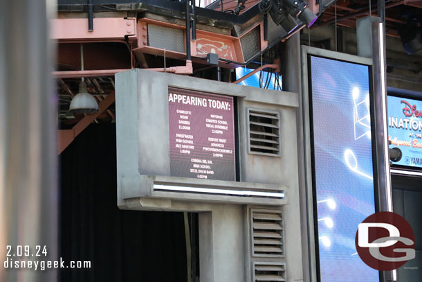 A number of groups performing today on the Hollywood Backlot Stage