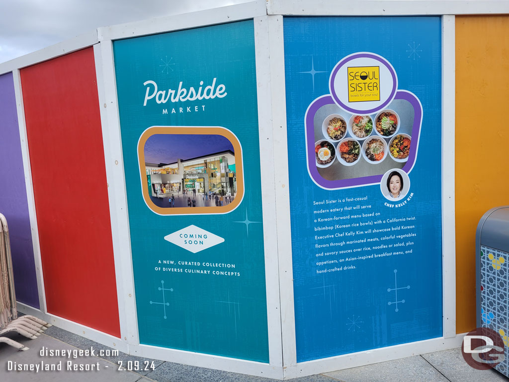 Some concept art and information on the walls around the Parkside Market area.