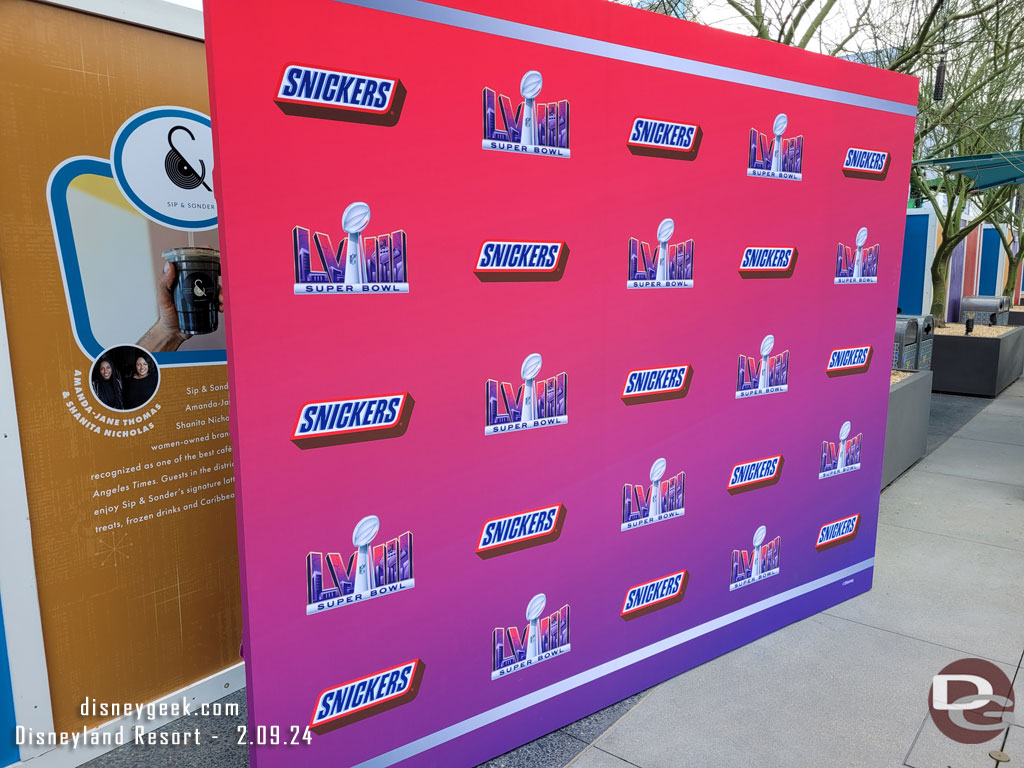 A photo backdrop for the Snickers event