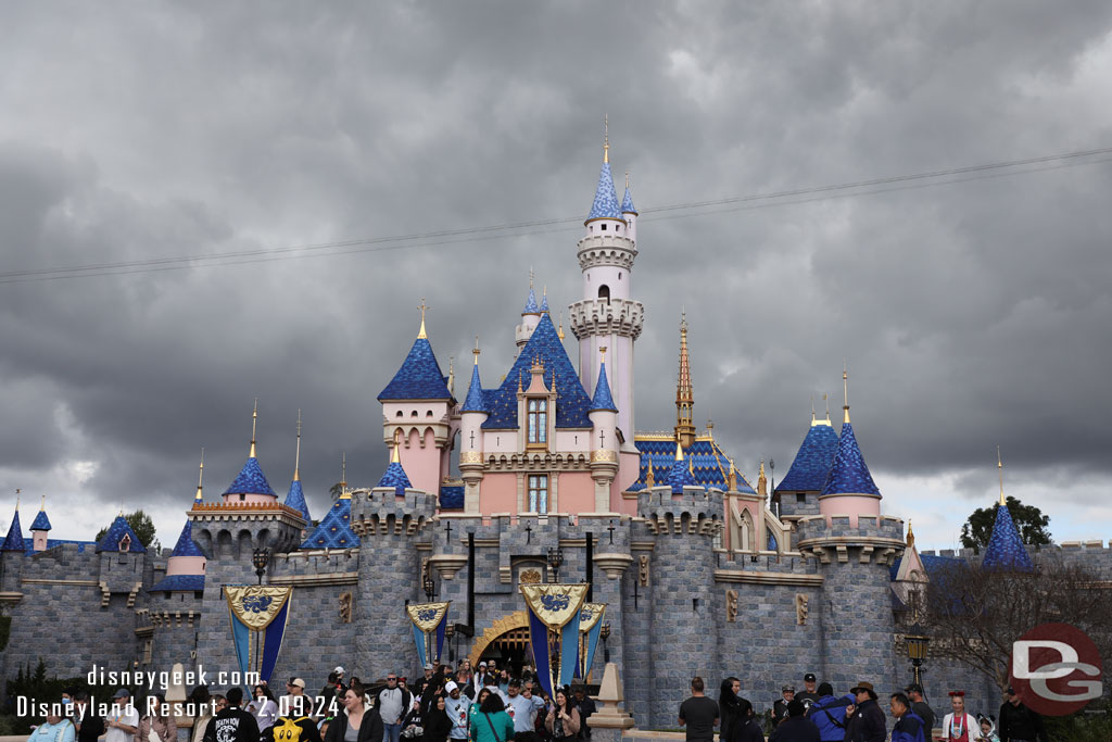 The clouds looked threatening behind Sleeping Beauty Castle