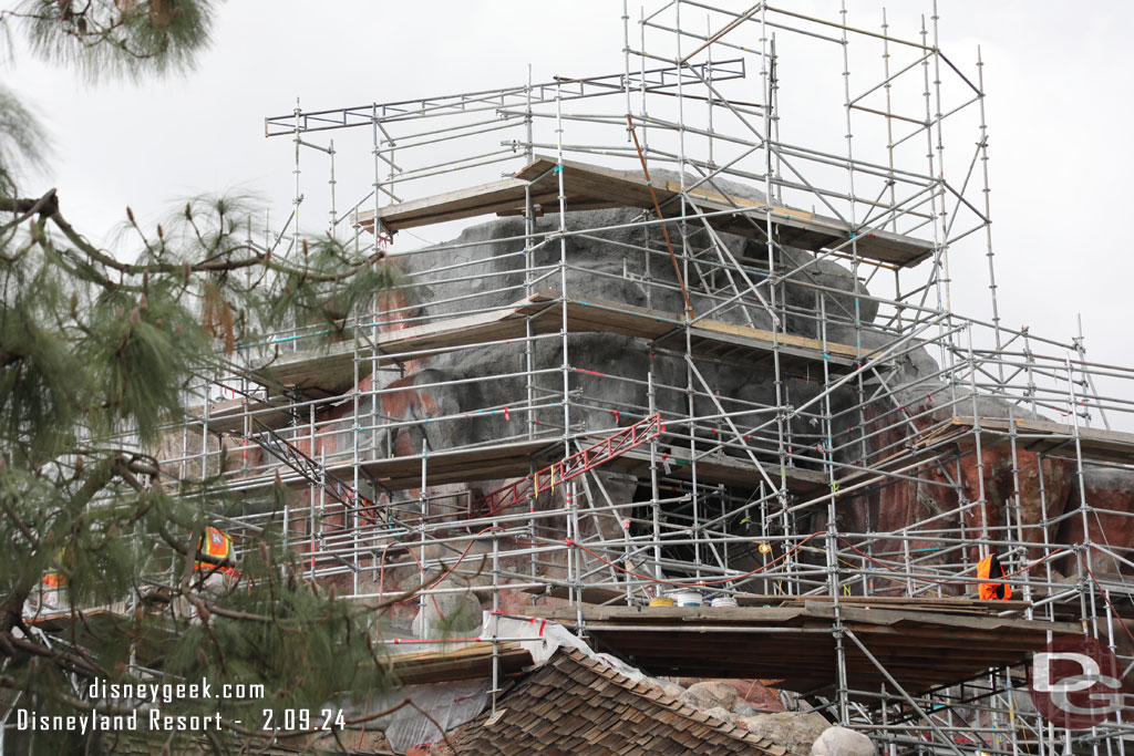 There were a few workers off to the left, closer to the Haunted Mansion side.