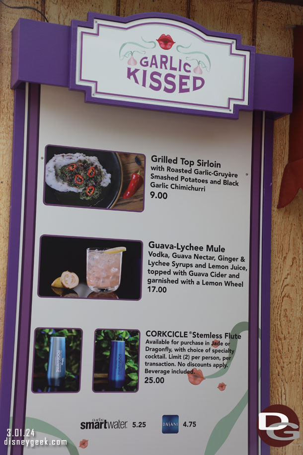 Garlic Kissed Marketplace Menu