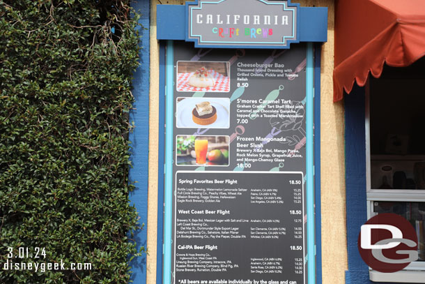 California Craft Beers Marketplace Menu