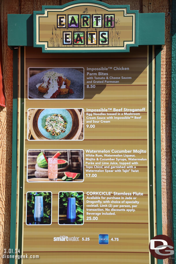 Earth Eats Marketplace Menu