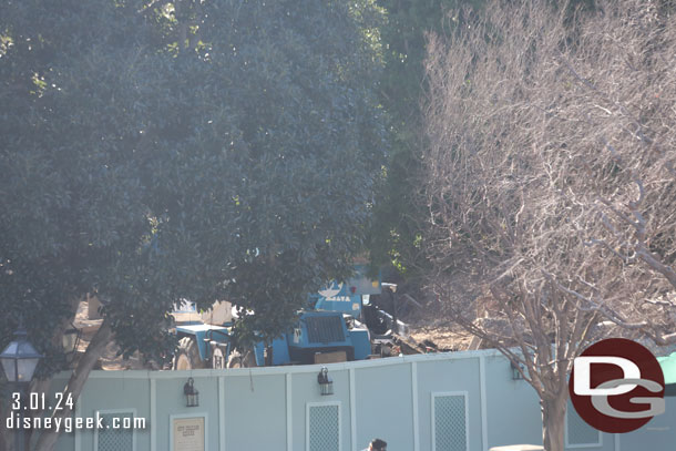 Equipment parked in the former park area