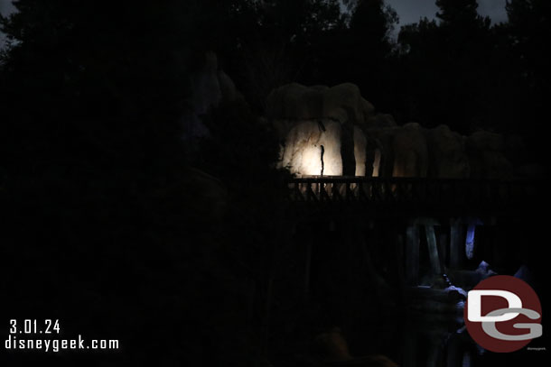 The headlight of our train as we traveled along the Rivers of America