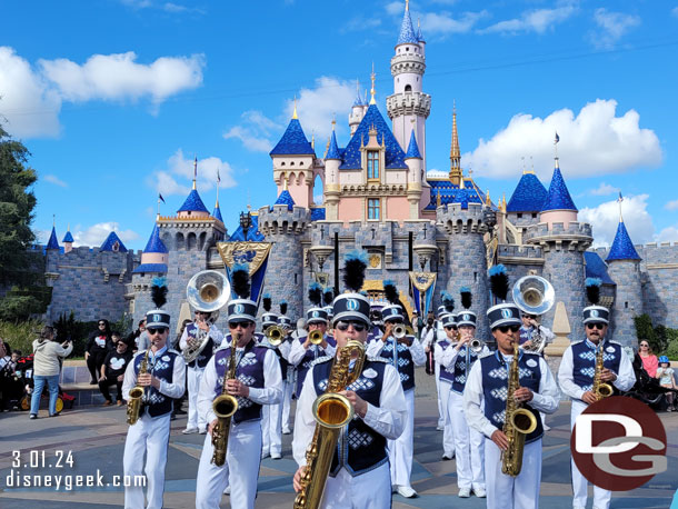 The Disneyland Band performing at Sleeping Beauty Castle
