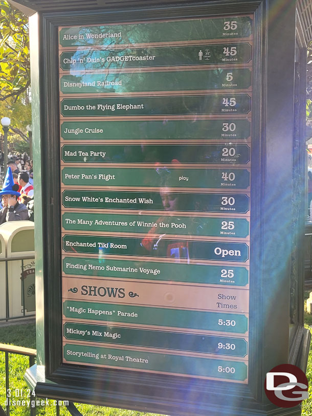 4:29pm - Disneyland wait times