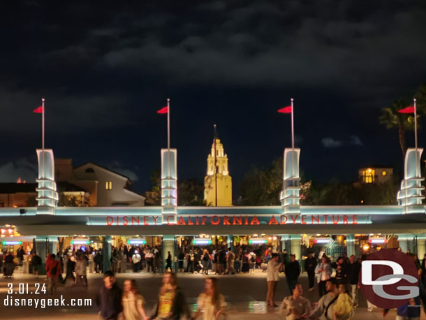 Disney California Adventure entrance this evening